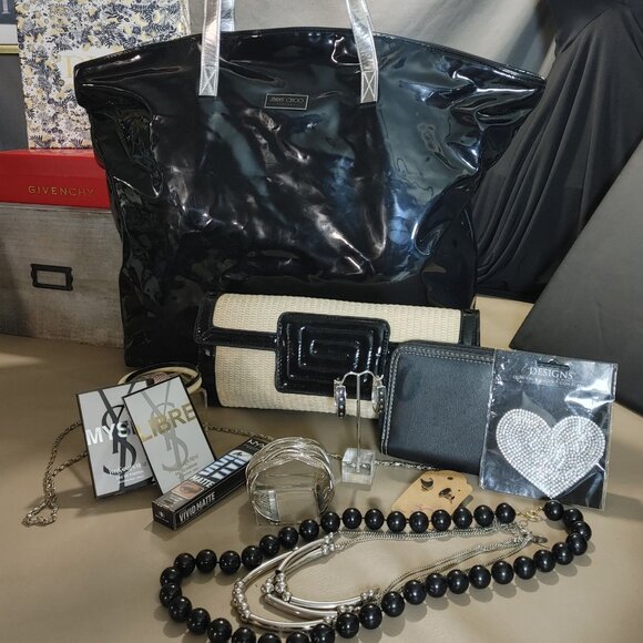 Jimmy Choo Parfums Black Patent Tote Bag Accessories Bundle - Picture 1 of 6